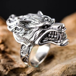 Wolvenkop ring - 925 Sterling Zilver